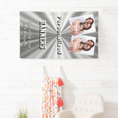 フェイクな銀製の金属灰色 横断幕 (インサイチュ)