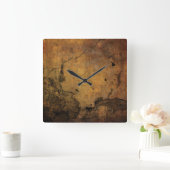 フェイクな錆ついた割れた金属 スクエア壁時計 (ホーム)