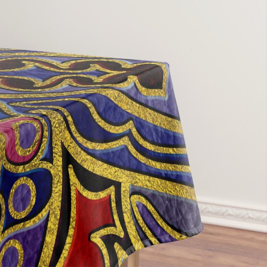 フェイクな革の曼荼羅の金ゴールドのエンボス テーブルクロス (インサイチュ)