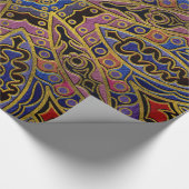 フェイクな革の曼荼羅の金ゴールドのエンボス ラッピングペーパー (角)