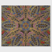 フェイクな革の曼荼羅の金ゴールドのエンボス ラッピングペーパー (フラット)