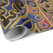 フェイクな革の曼荼羅の金ゴールドのエンボス ラッピングペーパー (ロールコーナー)