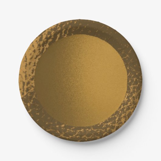 フェイクな革金ゴールドの紙皿 ペーパープレート (正面)