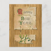 フェイクなboisの明けましておめでとうの羊皮紙及びヤドリギ シーズンポストカード (正面)