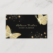 フェイクアイボリー淡い色の金ゴールドバタフライスパークル 名刺 (正面)
