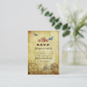 フェイクアンティーク金ゴールドビクトリアンステームパ結婚ンク エンクロージャーカード (スタンド正面)