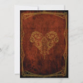 フェイクアンティーク金ゴールドビクトリアンステームパ結婚ンク 招待状 (裏面)