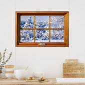 フェイクウィンドウイリュージョン – Fresh Snow View ポスター (キッチン)