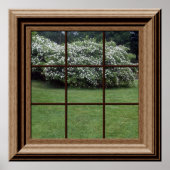 フェイクウィンドウシーン平和な芝生のフローラ茂み ポスター (正面)