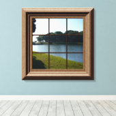 フェイクウィンドウビューレイクランドスケープキャンバスウォールアート キャンバスプリント (インサイチュ (ウッドフロア))