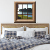 フェイクウィンドウビューレイクランドスケープキャンバスウォールアート キャンバスプリント (インサイチュ (寝室))