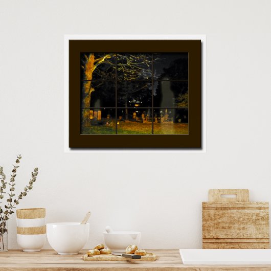 フェイクウィンドウ墓地ハロウィーンプロップハ幽霊のよく出るウス ポスター (キッチン)