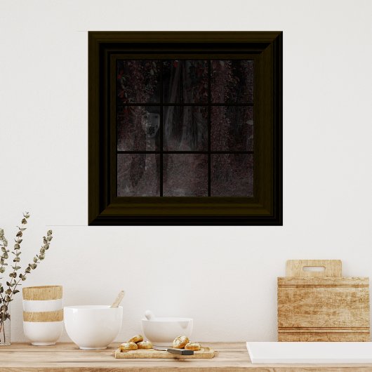 フェイクウィンドウ幽霊インウッズハロウィンハ幽霊のよく出るウス ポスター (キッチン)