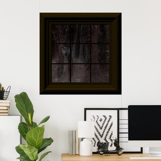 フェイクウィンドウ幽霊インウッズハロウィンハ幽霊のよく出るウス ポスター (ホームオフィス)