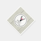 フェイクウッドのフローラクラウン付きジオメトリックディアヘッド スタンダードカクテルナプキン (角)