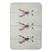 フェイクウッドのフローラクラウン付きジオメトリックディアヘッド バスマット (正面縦)