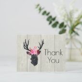 フェイクウッドのフローラクラウン付きジオメトリックディアヘッド ポストカード (スタンド正面)