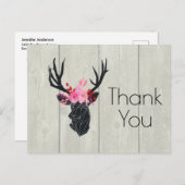 フェイクウッドのフローラクラウン付きジオメトリックディアヘッド ポストカード (正面/裏面)