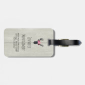 フェイクウッドのフローラクラウン付きジオメトリックディアヘッド ラゲッジタグ (裏面横)