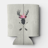 フェイクウッドのフローラクラウン付きジオメトリックディアヘッド 缶クーラー (裏面)