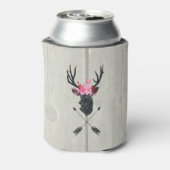 フェイクウッドのフローラクラウン付きジオメトリックディアヘッド 缶クーラー (缶裏面)