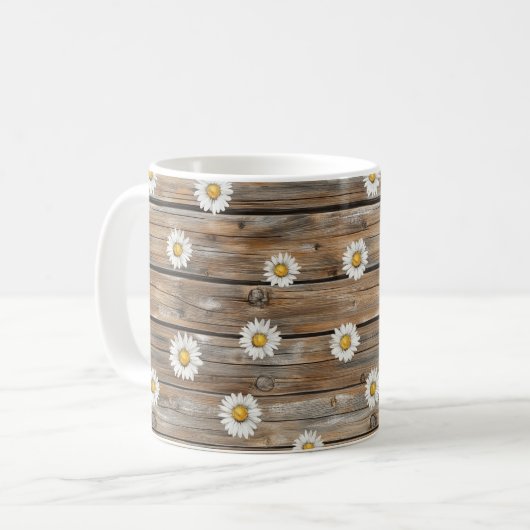 フェイクウッド ダイジー 花 コーヒーマグカップ (正面左)