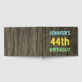 フェイクウッド+ペイント風文字+44歳の誕生日+名前 ゲストブック (全面)