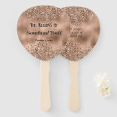 フェイクエレガントバラ金ゴールドグリッター及びホイル結婚ス ハンドファン (正面&裏面)