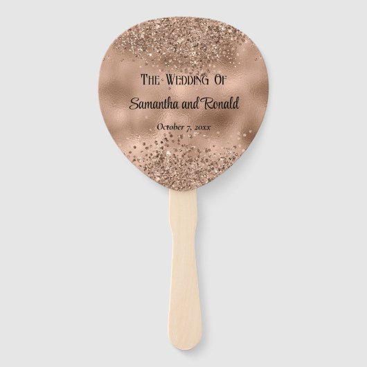 フェイクエレガントバラ金ゴールドグリッター及びホイル結婚ス ハンドファン (正面)