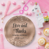 フェイクエレガントバラ金ゴールドグリッター及びホイル結婚ス ペーパープレート (パーティー)