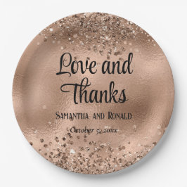 フェイクエレガントバラ金ゴールドグリッター及びホイル結婚ス ペーパープレート
