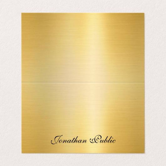 フェイクエレガントモダン金ゴールド手書き名テンプレート 名刺 (外部フラット)
