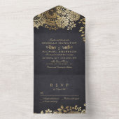 フェイクエレガントヴィンテージ結婚レース オールインワン招待状 (内側)