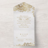 フェイクエレガントヴィンテージ結婚レース オールインワン招待状 (内側)