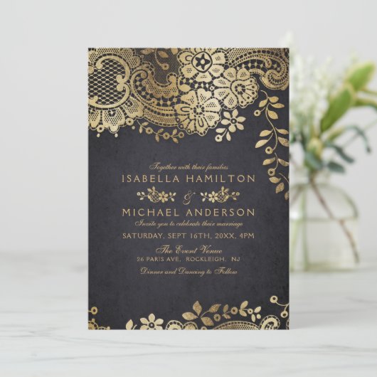 フェイクエレガントヴィンテージ結婚レース 招待状 (スタンド正面)