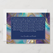 フェイクエレガント金ゴールドと青いオパール石が渦巻いた サンキューカード (裏面)