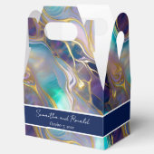 フェイクエレガント金ゴールドと青いオパール石の好意ボックス フェイバーボックス (オープン)