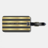 フェイクエレガント金ゴールドキラキラ猫オン金ゴールドストライプ ラゲッジタグ (裏面横)