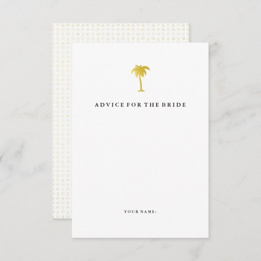 フェイクエレガント金ゴールドパームアドバイスfor the Bride アドバイスカード (正面/裏面)