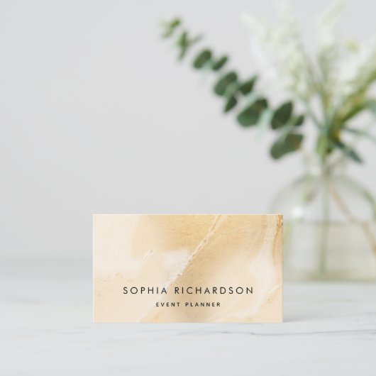 フェイクエレガント金ゴールド大理石シンプル文字 名刺 (スタンド正面)