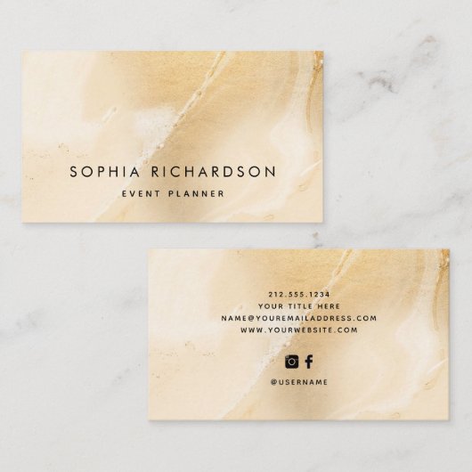 フェイクエレガント金ゴールド大理石シンプル文字 名刺 (正面/裏面)