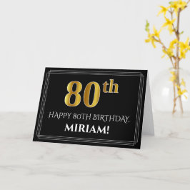 フェイクエレガント金ゴールド検索"80th"誕生日+名前 カード