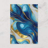 フェイクエレガント金ゴールド・ブルー・ホワイト・マーリー結婚ズ エンクロージャーカード (裏面)