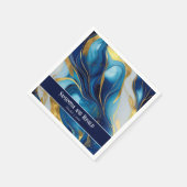 フェイクエレガント金ゴールド・ブルー・ホワイト・マーリー結婚ズ スタンダードカクテルナプキン (角)