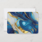 フェイクエレガント金ゴールド・ブルー・ホワイト・マーリー結婚ズ 出欠カード (裏面)