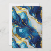 フェイクエレガント金ゴールド・ブルー・ホワイト・マーリー結婚ズ 招待状 (裏面)