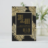 フェイクエレガント金ゴールド・リーフ・ブラッケン保存日 招待状 (スタンド正面)