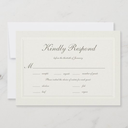フェイクエンボスエレガフォーマルントウェディングミールRSVP (正面)