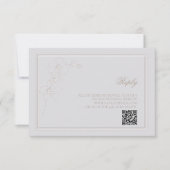 フェイクエンボスオーキッドフレームアイボリーリプライ結婚ズQR 出欠カード (正面)