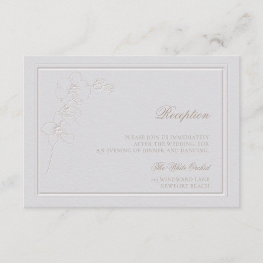フェイクエンボスオーキッドフレームアイボリー披露宴結婚ズ エンクロージャーカード (正面)